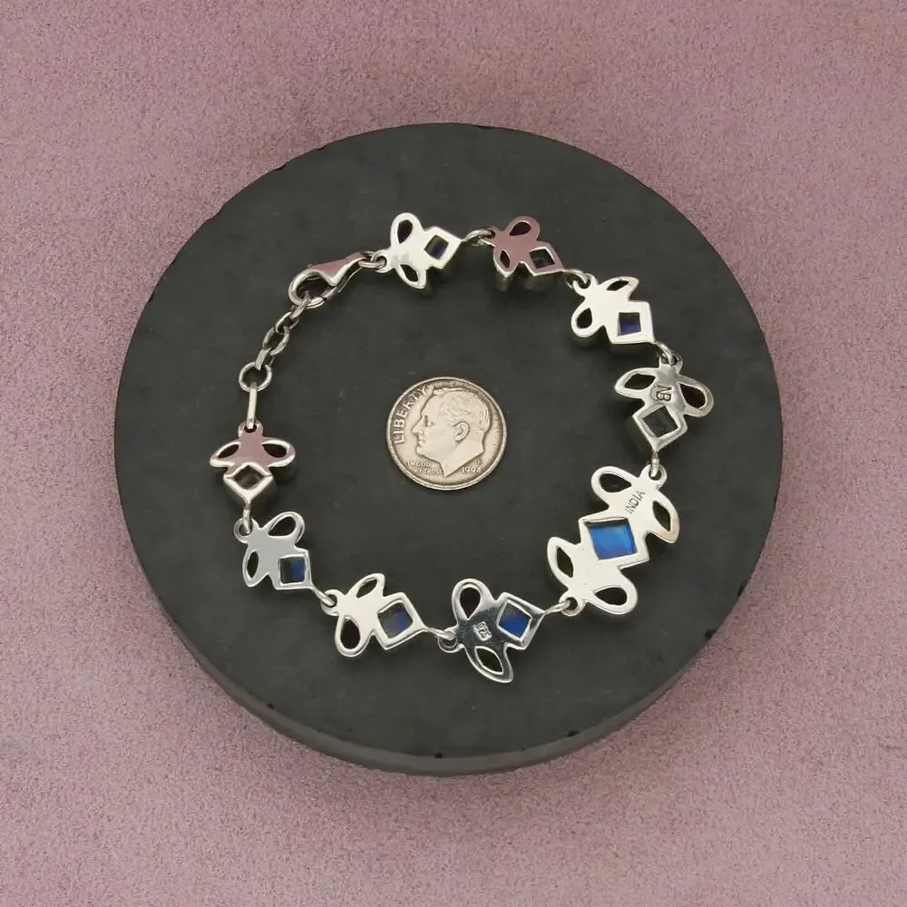 nicky butler sterling silver moonstone amethyst & peridot bracelet size 7.5in
